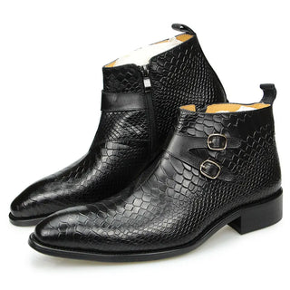 Snake Print Genuine Leather Ankle Boots