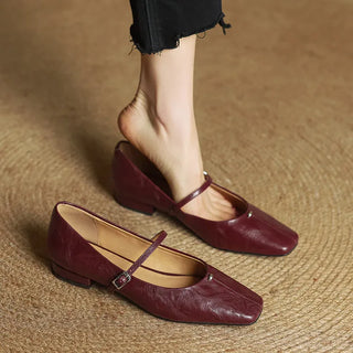 Women Vintage Square Toe Flats