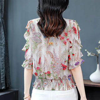 Floral Printed Women Chiffon Blouse