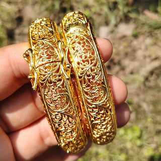 24K Ethnic Gold Color Dubai Bangles Ethnic Wedding Luxury Bangles&Bracelet  Women Girl Bride Cuff  Dubai Bangles
