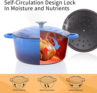 6QT Enameled Cast Iron Dutch Oven with Lid & Silicone Accessories, Round Dutch Oven Pot with Lid-Dual Handles, Oven Safe up to 5
