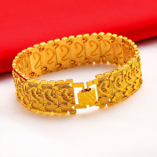 Domineering dragon pattern watch chain for men 24K gold, AU999 ancient gold chain for daily wear, rough retro look handsome
