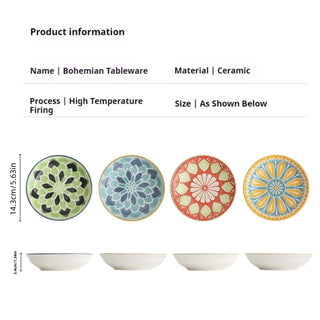 Bohemian Ceramic 4pc Appetizer Plate