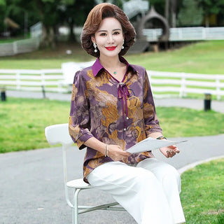 Office Lady Turn-down Collar Blouse