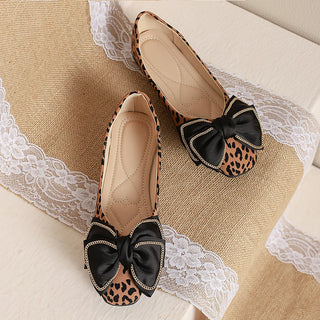 Round Toe Leopard Ballet Flats Shoes