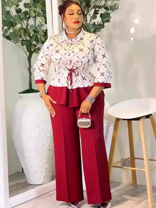 African Matching Pants Suits Outfits Sets