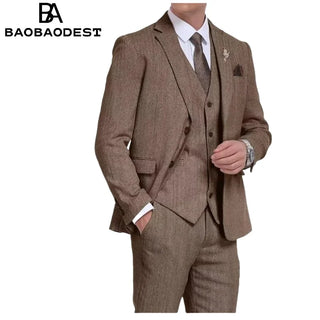 Men's Retro Wrinkle-Resistant 3-Pcs Suit