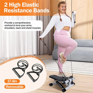 Steppers for Exercise, Mini Stair Stepper with Resistance Bands at Home Workout Equipment with 330.7LBS Loading Capacity
