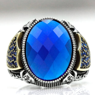 Handmade Blue Glass Stone Party Ring