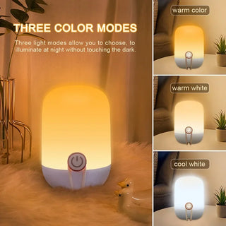 Portable LED Night Light Touch 3 Colors Dimmable Desk Lamp Rechargeable Bedside Eye Protection Reading Lamp Timed Ambient Light