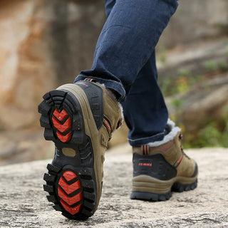 Winter Warm Hiking Shoes for Men Outdoor Anti Slip Climbing Trekking Shoes Waterproof Snow Boots Couple Plush Walking Sneakers