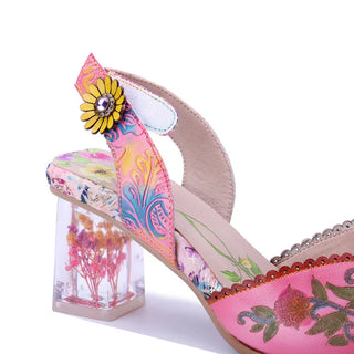 Floral Cutout Ankle Strap Party Sandals