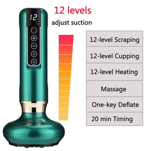 Electric Magnetic Cupping Massager Household Vacuum Negative Pressure with Heating Function for Meridian Dredging & Body Massage