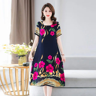 Short Sleeved Printed Women Night Sleepwear