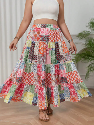 Women's Spliced Printed Style A-line Skirt
