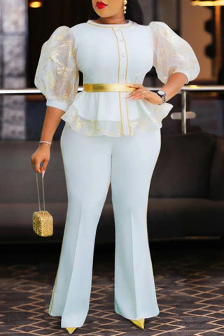 Elegant Puff Sleeve Pants Set
