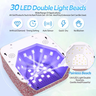 Rechargeable 72W UV LED Nail Lamp For Nails 30LEDS Wireless Gel Polish Curing Lamp With Large Screen Professional Nail Equipment