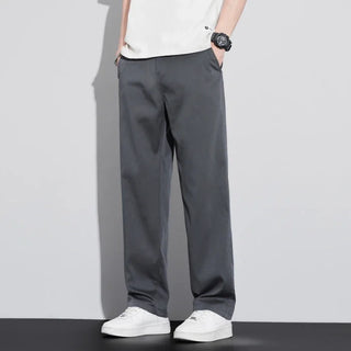 Summer Ultra-thin Lyocell Casual Pants Men's Elastic Waist for Loose Elastic Straight Fashion Comfortable Casual Trousers Male