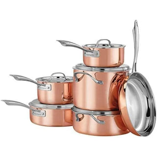 CTPG-11PC Copper Tri-Ply Stainless Steel Lids 11-Piece Aluminum Core Cookware Set