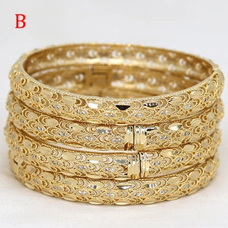 GirlS With white rhinestones Dubai Bangles For Women Bengal Africa luxury Jewelry Saudi Arab Bracelets Habesha Indian Bride Gift