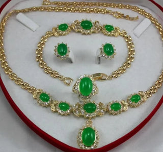Luxury Plating Green Malay Jewelry Set