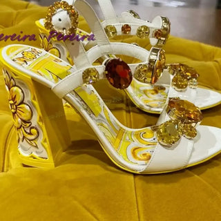 Luxury Buckle Strap Classic Gemstone Sandals