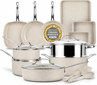 Complete 20Pcs Ceramic Nonstick Cookware Set