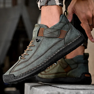 Men's Classic Shoes Comfortable Fashionable Soft Sole Casual Lace Shoes Business Office Commuting Walking Retro High Top Shoes