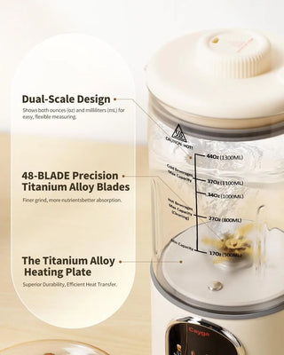44oz Titanium Alloy Homemade Nut Milk Maker Machine Soy Milk Maker Homemade Almond, Oat, Juice, Coconut for Plant-Based Drinks w