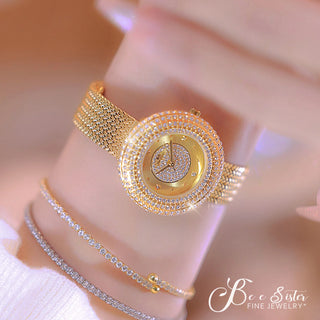 Luxury Watches For Women Diamond Dial Quartz Wristwatch Fashion Elegant Dress Ladies Watch Golden Wheat Strap Vintage Watch 2025