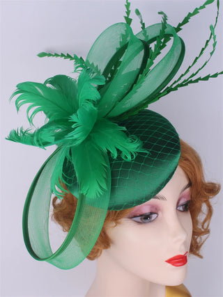 Flower Fascinators Hats Party Wedding Women Satin Pillbox Cap Elegant Ladies Church Occasion Race Millinery Feather Hair Access