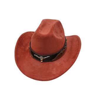 Suede Leather Cowboy Fedora Hat