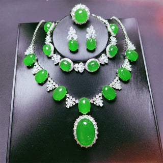 Inlaid Jade Agate Jewelry Set
