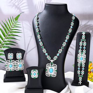 Missvikki Luxury Long Drop Necklace Earrings Jewelry Sets Super CZ for Noble Women Bridal Wedding Gorgeous Sparkling Best Gift