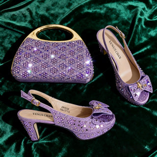 Rhinestone Peep-Toe Sandals & Bag Set