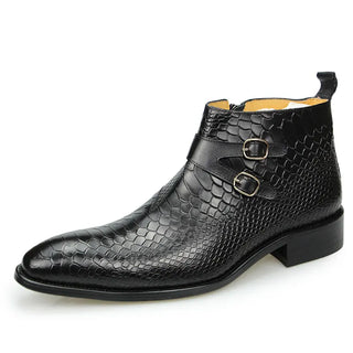 Snake Print Genuine Leather Ankle Boots