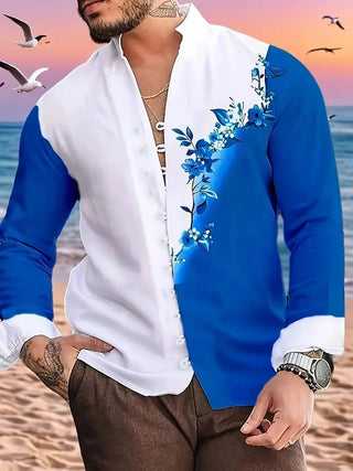Men's Long Sleeve Flower Print Shirt - Epictzar Intl.