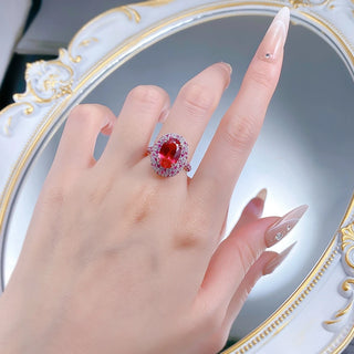 Luxury Oval Ruby Gems Diamond Ring