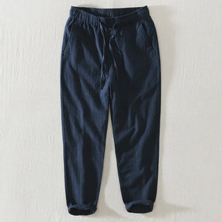 Drawstring Linen Ankle-length Casual Pants