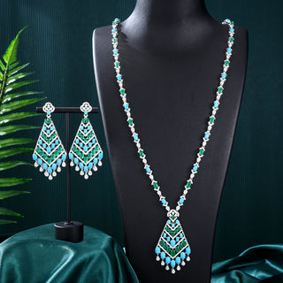 Missvikki Luxury Long Drop Necklace Earrings Jewelry Sets Super CZ for Noble Women Bridal Wedding Gorgeous Sparkling Best Gift