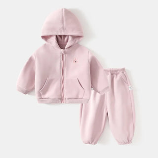Toddler Zip-Up Hooded Tracksuit 2-Piece Set  Cartoon Embroidery Soft Fleece Autumn New 0-5Y Children Clothing