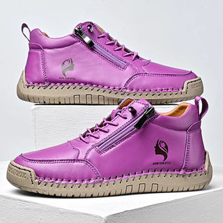 Luxury Brand Women Casual Shoes Genuine Leather Women Boots Zip Lightweight Walking Sneakers Handmade Breathable Loafers Size 43