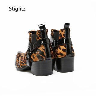 Slip On Buckle Strap Ankle Boots