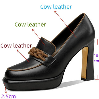 Genuine Leather Platform High Heels Pumps
