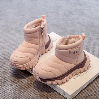 Winter Snow Boots For Children PU Leather Thick Warm Plush Boots Teenager Kid's Cotton Shoes Winter Boy's Girl's Warm Boots