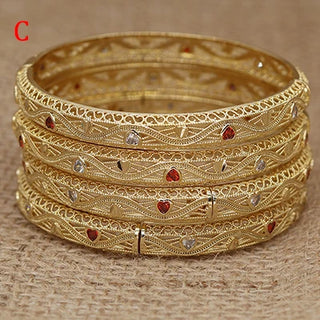 GirlS With white rhinestones Dubai Bangles For Women Bengal Africa luxury Jewelry Saudi Arab Bracelets Habesha Indian Bride Gift