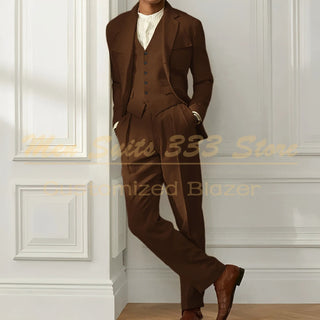 High Quality Single Breasted 3 Pcs Pants Suits