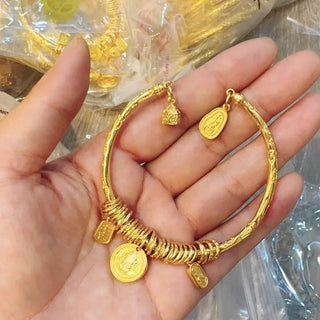 Yellow Gold Coiled Adjustable Open Bangle - Epictzar Intl.