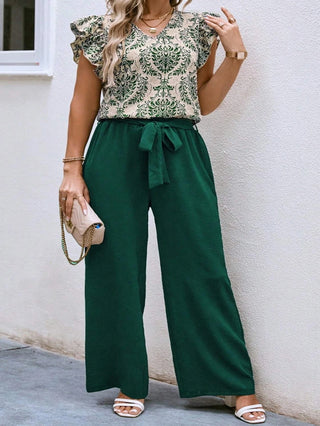 Plus Size  2024  Summer New American Ethnic Style Loose Casual V-neck Two Piece Set