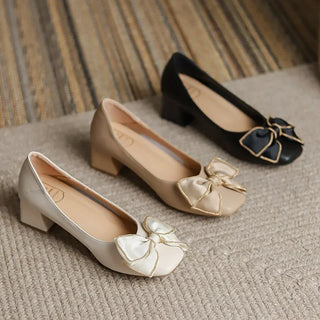 Elegant Square Toe Bowknots Pumps Shoes